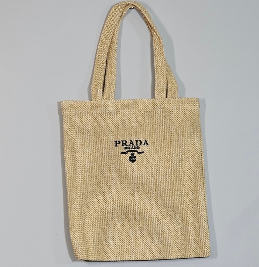 🚨SOLD🚨Prada Milano Rafia Straw Textured Tan Tote W/ Prada Gift Box!